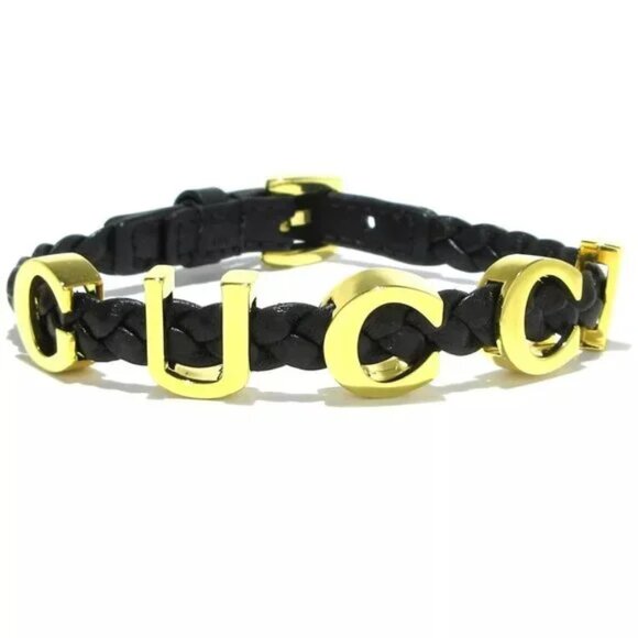 100% Auth GUCCI "GUCCI" Leather Bracelet Leather Hardware Bracelet 307-091424 - Picture 2 of 7